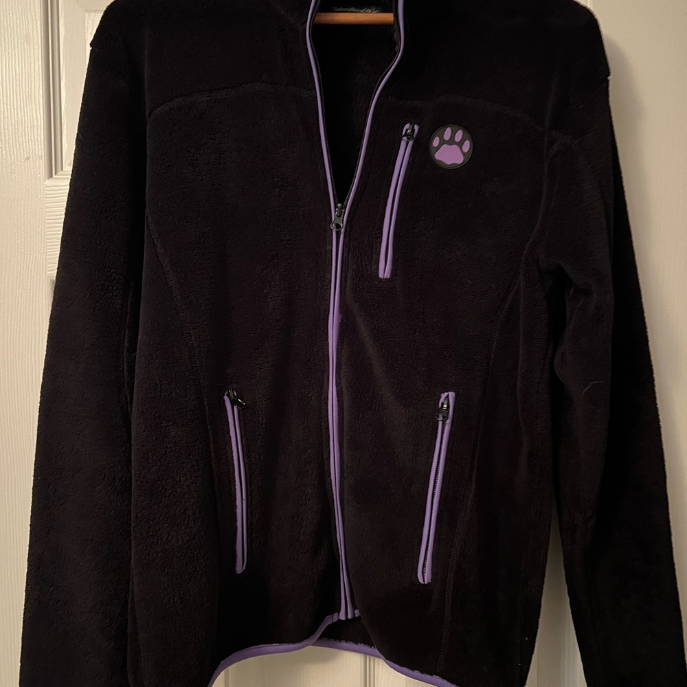 Paw print Fleece Jacket with Purple Accents